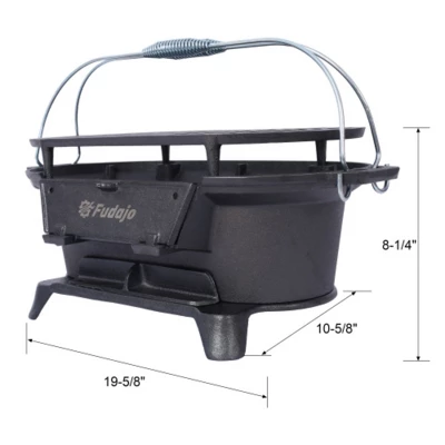 FURNIinspire Outdoor Grills, Griddles And Smokers Enameled Cast Iron Hibachi, Elegant Portable Grill For Outdoor Entertaining, Black, 20.7"*13"*10.6" 2 FURNIinspire Outdoor Grills, Griddles And Smokers Enameled Cast Iron Hibachi, Elegant Portable Grill For Outdoor Entertaining, Black, 20.7"*13"*10.6" - Image 2