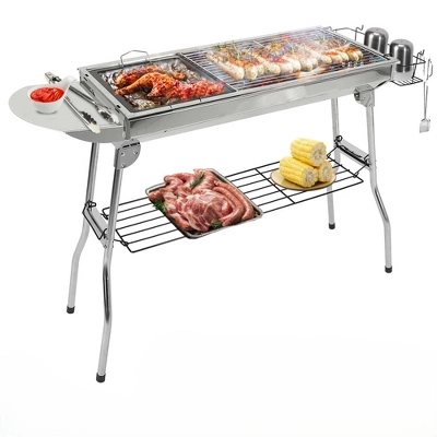 FURNIinspire Outdoor Grills, Griddles And Smokers Stainless Steel BBQ Grill Cooking Accessories For Camping, Picnics, Use, Silver, 30.3"*11.17"*7.5" 5 FURNIinspire Outdoor Grills, Griddles And Smokers Stainless Steel BBQ Grill Cooking Accessories For Camping, Picnics, Use, Silver, 30.3"*11.17"*7.5" - Image 5