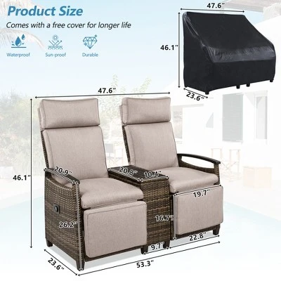 FURNIinspire Patio Accent Chairs, All Weather Outdoor Patio Chairs High Back Couch With Premium Cushions For Garden Backyard, Brown, 47.6"*23.6"*46.1" 3 FURNIinspire Patio Accent Chairs, All Weather Outdoor Patio Chairs High Back Couch With Premium Cushions For Garden Backyard, Brown, 47.6"*23.6"*46.1" - Image 3