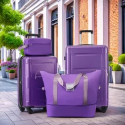 FURNIinspire Bag And Luggage Sets Luggage Set Travel Suitcase With Bags Spinner Wheels Abs Lightweight Suitcase, Purple, 16"*10"*24" -Home Decor GUEST d9d50378 040a 4bb3 a3ff 74239f2f6087