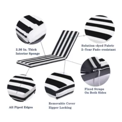 FURNIinspire Outdoor Seat Cushions Patio Lounge Chair Cushion Replacement, Black And White Stripes Cushion, Multicolored, 74.4"*22.05"*2.76" 8 FURNIinspire Outdoor Seat Cushions Patio Lounge Chair Cushion Replacement, Black And White Stripes Cushion, Multicolored, 74.4"*22.05"*2.76" -Home Decor GUEST da27820e 1042 4407 b5c9 0630b2803508