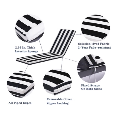 FURNIinspire Outdoor Seat Cushions Patio Lounge Chair Cushion Replacement, Black And White Stripes Cushion, Multicolored, 74.4"*22.05"*2.76" 4 FURNIinspire Outdoor Seat Cushions Patio Lounge Chair Cushion Replacement, Black And White Stripes Cushion, Multicolored, 74.4"*22.05"*2.76" - Image 4