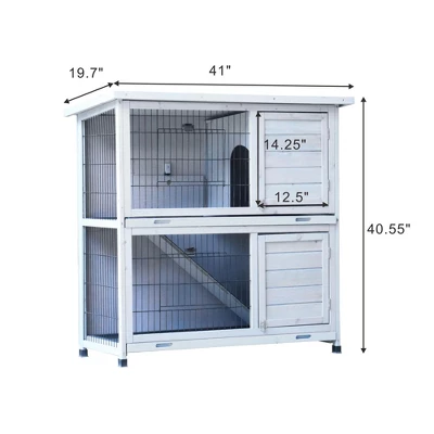 FURNIinspire Rabbit Hutch Outdoor, 2-Story Rabbit Cage Indoor With Run, Bunny Cage With 2 Removable No-Leak Trays, Non-Slip Ramp, 41"*19.7"*40.55" 1 FURNIinspire Rabbit Hutch Outdoor, 2-Story Rabbit Cage Indoor With Run, Bunny Cage With 2 Removable No-Leak Trays, Non-Slip Ramp, 41"*19.7"*40.55"