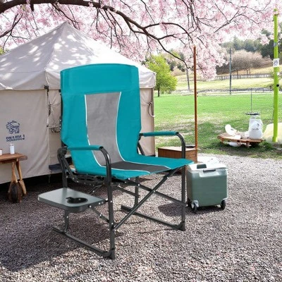 FURNIinspire Outdoor Portable Chairs Camping Chair Directors Chair, Oversized Portable Folding Chair With Side Table, Blue, 27.56"*24.41"*43.31" 5 FURNIinspire Outdoor Portable Chairs Camping Chair Directors Chair, Oversized Portable Folding Chair With Side Table, Blue, 27.56"*24.41"*43.31" - Image 5