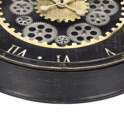 FURNIinspire Wall Clocks Round Gear Mechanism Wall Hanging Clock Living Room Decorative Timepiece Home Vintage Wall Decor, Brown, 20"*20"*3" 4 FURNIinspire Wall Clocks Round Gear Mechanism Wall Hanging Clock Living Room Decorative Timepiece Home Vintage Wall Decor, Brown, 20"*20"*3" - Image 4