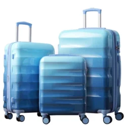 FURNIinspire Bag And Luggage 3 Piece Sets Carry On Luggage, Travel Luggage Set Hard Shell Suitcases With Wheels, Blue, 12.2"*19.7"*30.1" -Home Decor GUEST dc628a06 8576 4a51 aea0 07408eb72a7d