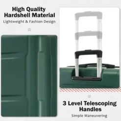 FURNIinspire Bag And Luggage Sets Luggage Set Travel Suitcase With Bags Spinner Wheels Abs Lightweight Suitcase, Green, 16"*10"*24" -Home Decor GUEST dccd2903 aed9 492e 96c8 af2ca4da6b52