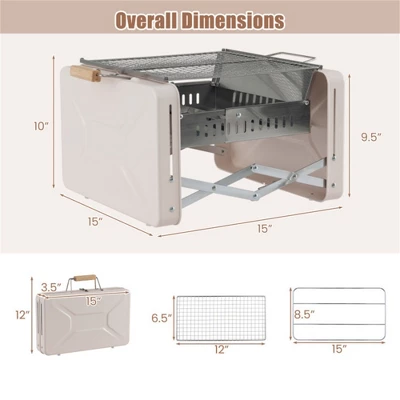 FURNIinspire Outdoor Grills, Griddles And Smokers Professional Foldable Dual Surface Charcoal Grill For BBQ System Outdoor, Beige, 16.33"*4.82"*12.8" 1 FURNIinspire Outdoor Grills, Griddles And Smokers Professional Foldable Dual Surface Charcoal Grill For BBQ System Outdoor, Beige, 16.33"*4.82"*12.8"