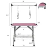 FURNIinspire Pet Grooming Tools Foldable Pet Grooming Table For Pet Large Dogs And Cats With Adjustable, Bathing Station, Pink, 44"*23.6"*65.5"
