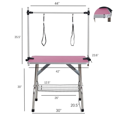 FURNIinspire Pet Grooming Tools Foldable Pet Grooming Table For Pet Large Dogs And Cats With Adjustable, Bathing Station, Pink, 44"*23.6"*65.5" 1 FURNIinspire Pet Grooming Tools Foldable Pet Grooming Table For Pet Large Dogs And Cats With Adjustable, Bathing Station, Pink, 44"*23.6"*65.5"