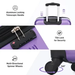 FURNIinspire Bag And Luggage Sets 3 Piece Luggage Set Spinner Suitcase With TSA Lock, Travel Options For Family Travel, Purple, 20" 24' 28" -Home Decor GUEST dee03246 7df5 4ab8 8964 890283b106d6