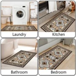 FURNIinspire Floor Mats 3 Piece Washable Kitchen Rug Farmhouse Area Rugs Non Skid Bohemian Mat For Hallway Entryway, Multicolored, 60"*20" -Home Decor GUEST df5bf282 6e0c 4a14 a35a a598daac91dc
