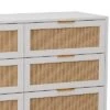 FURNIinspire Dressers Rattan Storage Cabinet Clothes Storage Cabinet With 6 Drawer For Bedroom Nursery, Large Capacity, White, 43.31"*15.75"*29.53"