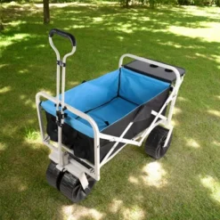 FURNIinspire Wheelbarrows And Lawn Carts Folding Wagon Garden Cart, Multi Function Garden Cart For Carrying, Black And Blue, 47“*20"*43" -Home Decor GUEST e0507d37 233c 4a05 845c 5e865b22567f