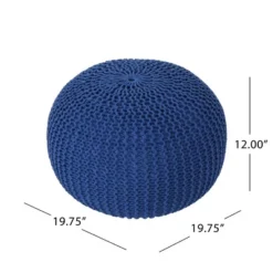 FURNIinspire Ottomans And Benches Knitted Cotton Round Pouf With Textured Simple Fashion Elegant Design For Modern Living, Blue, 20"*20"*14" 7 FURNIinspire Ottomans And Benches Knitted Cotton Round Pouf With Textured Simple Fashion Elegant Design For Modern Living, Blue, 20"*20"*14" -Home Decor GUEST e0a81a67 2c67 431f 9116 d358e19422af