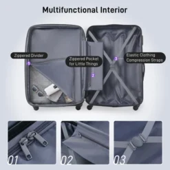 FURNIinspire Bag And Luggage Sets 3 Piece Luggage Set Spinner Suitcase With TSA Lock, Travel Options For Family Travel, Purple, 20" 24' 28" -Home Decor GUEST e15ba3f3 236a 4d8f b47e 2022685435a1