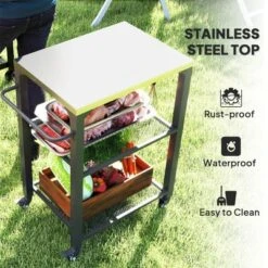 FURNIinspire Outdoor Grills, Griddles And Smokers Functional Outdoor Kitchen Station With Locking Wheels, Storage Shelves, Black, 37.4"*27.6"*19.7" 7 FURNIinspire Outdoor Grills, Griddles And Smokers Functional Outdoor Kitchen Station With Locking Wheels, Storage Shelves, Black, 37.4"*27.6"*19.7" -Home Decor GUEST e15f1970 d4c3 4f1f a07e e2b8ac0ee3d3