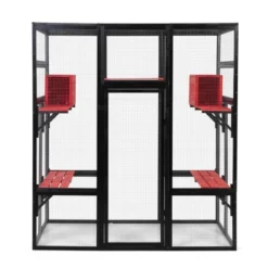 FURNIinspire Pet Crates And Houses Gothic Outdoor Large Cat Catio, Wood Cat Enclosure With Platforms Condos, Black, 62.6"*32.3"*70.1" 9 FURNIinspire Pet Crates And Houses Gothic Outdoor Large Cat Catio, Wood Cat Enclosure With Platforms Condos, Black, 62.6"*32.3"*70.1" -Home Decor GUEST e1be997f 38a9 4e61 ba1d 3a1891603f64