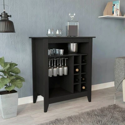 FURNIinspire Wine Racks Bar Cabinet, Wine Cabinet, Sideboard Kitchen Cupboards With Open Shelf, Wine Rack, Black, 17.7"*32.5"*37.07" 5 FURNIinspire Wine Racks Bar Cabinet, Wine Cabinet, Sideboard Kitchen Cupboards With Open Shelf, Wine Rack, Black, 17.7"*32.5"*37.07" - Image 5