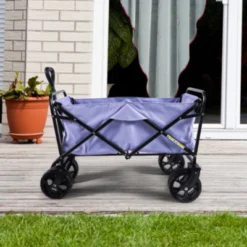 FURNIinspire Outdoor Serving Carts 220Lbs Collapsible Folding Beach Wagon Cart Wagons Carts Heavy Duty Foldable, Purple, 35.43"*23.47"*22.44" -Home Decor GUEST e366a478 e78c 40dc aa9c be6e533897f2