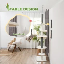 FURNIinspire Pet Tower Cat Tree, Cat Tower Cat Condo Cat Climbing Tower Cat Tree Tower For Indoor Cats Large, White, 17.3"*23.6"*100.4" -Home Decor GUEST e376ba10 19e4 4189 9f37 a2533ee6335a
