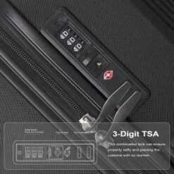 FURNIinspire Bag And Luggage Sets 3 Piece Rolling Luggage, Travel Hard Suitcase With Wheels, Stylish Suitcase Set, Black, 21.06"*11.81"*30.31" -Home Decor GUEST e3b32d6f c4a5 4ff8 a059 17da31754db3