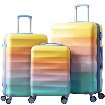 FURNIinspire Bag And Luggage 3 Piece Sets Carry On Luggage, Travel Luggage Set Hard Shell Suitcases With Wheels, Multicolored, 12.2"*19.7"*30.1" 1 FURNIinspire Bag And Luggage 3 Piece Sets Carry On Luggage, Travel Luggage Set Hard Shell Suitcases With Wheels, Multicolored, 12.2"*19.7"*30.1"