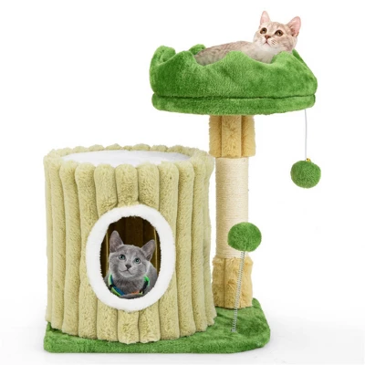 FURNIinspire Pet Tower Indoor Cat Tree Cat Tower Cozy Cat Apartment, Cat Condo With Sisal Grab Post, Shake Ball, Multicolored, 16.5"*12"*21.5" 1 FURNIinspire Pet Tower Indoor Cat Tree Cat Tower Cozy Cat Apartment, Cat Condo With Sisal Grab Post, Shake Ball, Multicolored, 16.5"*12"*21.5"