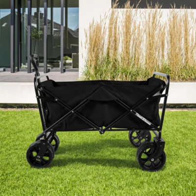 FURNIinspire Outdoor Serving Carts 220Lbs Collapsible Folding Beach Wagon Cart Wagons Carts Heavy Duty Foldable, Black, 35.43"*23.47"*40.16" 4 FURNIinspire Outdoor Serving Carts 220Lbs Collapsible Folding Beach Wagon Cart Wagons Carts Heavy Duty Foldable, Black, 35.43"*23.47"*40.16" - Image 4