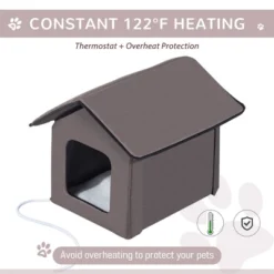 FURNIinspire Pet Crates And Houses Warm Triangular Top Cat Bed With Fleece Cloth Cover, Comfy Cat House House, Zipper Design, Brown, 16.5"*20.5"*16.5" -Home Decor GUEST e738ba8b 7018 411a 9026 7230628d4c7d