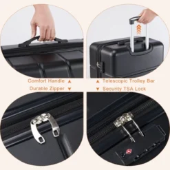Furniinspire 28 Inch Luggage Check In Luggage Expandable Hardside Suitcase, ABS Durable Lightweight Travel Luggage With TSA Lock, Black, 12"*18"*29.5" -Home Decor GUEST e876df43 f749 4496 93cc 92d1bdbe0647 1