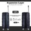 FURNIinspire Bag And Luggage Sets 5 Piece Expandable Hard Shell Suitcase Set Stylish Rolling Travel Luggage For Family, Black, 20.28"*11.42"*30.31"