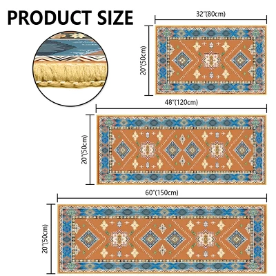 FURNIinspire Floor Mats Home 3 Piece Kitchen Rug Machine Washable Floor Mat For Living Room, Vintage Carpet, Non Slip, Red, 60"*20" 2 FURNIinspire Floor Mats Home 3 Piece Kitchen Rug Machine Washable Floor Mat For Living Room, Vintage Carpet, Non Slip, Red, 60"*20" - Image 2