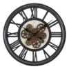 FURNIinspire Wall Clocks 20inch Gear Mechanism Round Wall Clock Metal Decorative Hanging Clock Decorative Timepiece, Black, 20"*20"*2.75"