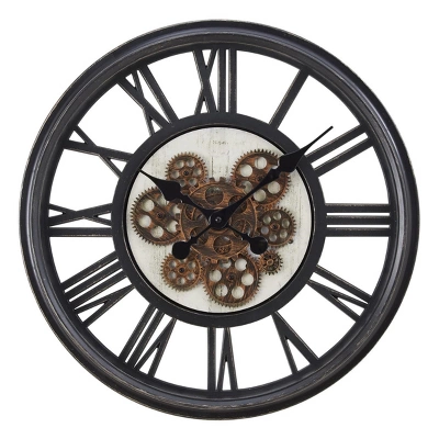 FURNIinspire Wall Clocks 20inch Gear Mechanism Round Wall Clock Metal Decorative Hanging Clock Decorative Timepiece, Black, 20"*20"*2.75" 1 FURNIinspire Wall Clocks 20inch Gear Mechanism Round Wall Clock Metal Decorative Hanging Clock Decorative Timepiece, Black, 20"*20"*2.75"
