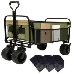 FURNIinspire Outdoor Serving Carts 440lbs Collapsible Foldable Wagon Cart With Strapping System For Camping Sports, Green, 35.04"*22.44"*38.58" -Home Decor GUEST e9d692e8 080e 4172 b9f5 354eb0fe54e7