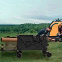 FURNIinspire Outdoor Serving Carts Extra Long Extender Wagon Cart Beach Wagon Cart 480LBS With All-Terrain Wheels, Black, 35.43"*22.83"*43.34" -Home Decor GUEST ea08efbc 834b 403e 8292 1aaceabebed1