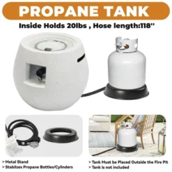 FURNIinspire Outdoor Fireplaces Pear-Shaped Backyard Terrazzo Gas Stove Portable Fire Pit For Camping, Patio, White, 21.25"*21.25"*20.07" -Home Decor GUEST eb0bced6 a104 4f2c 8f64 106bfeeee749