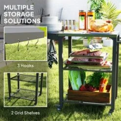 FURNIinspire Outdoor Grills, Griddles And Smokers Functional Outdoor Kitchen Station With Locking Wheels, Storage Shelves, Gray, 37.4"*27.6"*19.7" -Home Decor GUEST eb392eb2 72ec 4b57 852d 32dd6ba31917