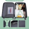 FURNIinspire Bag And Luggage Sets 5 Piece Expandable Hard Shell Suitcase Set Stylish Rolling Travel Luggage For Family, Green, 20.28"*11.42"*30.31"