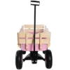 FURNIinspire Wheelbarrows And Lawn Carts Outdoor Wagon Pulling Air Tires Garden Cart, Lawn Cart With Pull Handle, Pink, 39“*19"*20"