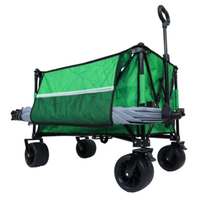 FURNIinspire Outdoor Serving Carts Colorful Heavy-Duty 480lbs Folding Wagon Cart With Bonus Picnic Mat All Terrain Wheels, Green, 37.4"*23.03"*38.98" 1 FURNIinspire Outdoor Serving Carts Colorful Heavy-Duty 480lbs Folding Wagon Cart With Bonus Picnic Mat All Terrain Wheels, Green, 37.4"*23.03"*38.98"