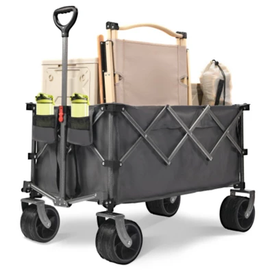 FURNIinspire Outdoor Serving Carts Folding Wagon Cart Beach Wagon 450lb Heavy Duty Foldable Wagon For Camping Sports, Gray, 36.22"*22.05"*39.37" 5 FURNIinspire Outdoor Serving Carts Folding Wagon Cart Beach Wagon 450lb Heavy Duty Foldable Wagon For Camping Sports, Gray, 36.22"*22.05"*39.37" - Image 5