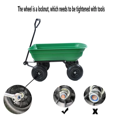 FURNIinspire Wheelbarrows And Lawn Carts Dump Carts With Steel Frame, Yard Utility Dump Wagon Lawn Cart For Soil, Firewood, Green, 43“*20"*39" 4 FURNIinspire Wheelbarrows And Lawn Carts Dump Carts With Steel Frame, Yard Utility Dump Wagon Lawn Cart For Soil, Firewood, Green, 43“*20"*39" - Image 4
