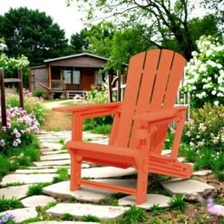FURNIinspire Patio Accent Chairs Outdoor Folding Chairs Adirondack Chair, Portable Chair With Handles For Beach, Backyard, Orange, 31.4"*29.6"*36.4" -Home Decor GUEST ee7a82cd 5f05 4af1 a500 191f90af4c29