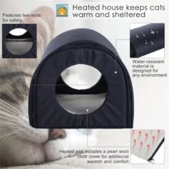 FURNIinspire Pet Crates And Houses Portable Heated Cat Bed Waterproof Pet House, Indoor Comfy Folding Cat House, Blue, 21.25"*15.74"*15" -Home Decor GUEST ef624374 6475 4515 b84c fae4636d2939