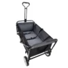 FURNIinspire Outdoor Serving Carts Collapsible Foldable Wagon Cart With Strapping System Beach Wagon Utility Cart, Black, 35.04"*21.65"*38.98"