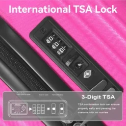 FURNIinspire Bag And Luggage Sets 3 Piece Rolling Luggage, Hard Shell Travel Suitcases Set With Wheels Telescopic Handle, Pink, 21.06"*11.42"*30.12"