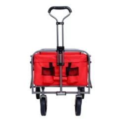 FURNIinspire Outdoor Serving Carts Collapsible Folding Wagon 300L Collapsible Wagon With Tailgate All-Terrain Wheels, Red, 35.43"*21.85"*39.17"