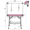 FURNIinspire Pet Grooming Tools Foldable Pet Grooming Table For Pet Large Dogs And Cats With Adjustable, Bathing Station, Pink, 38"*23.6"*65.5"